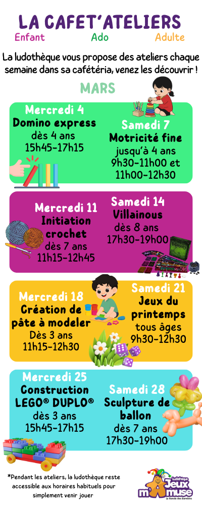 Programme Cafét'ateliers de mars