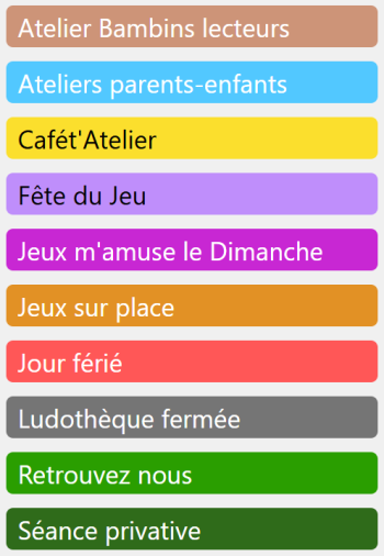 Légende planning ludo